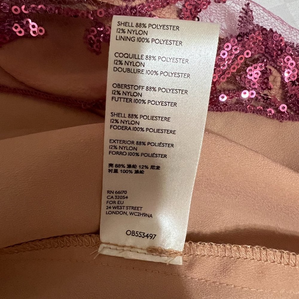 Free People Night Shimmer Mini Dress Size 2 Pink Nude Sequin V Neck Party - Picture 11 of 14